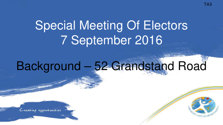 special meeting of electors 7 september 2016