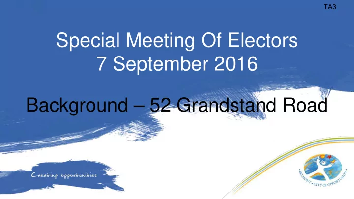 special meeting of electors 7 september 2016