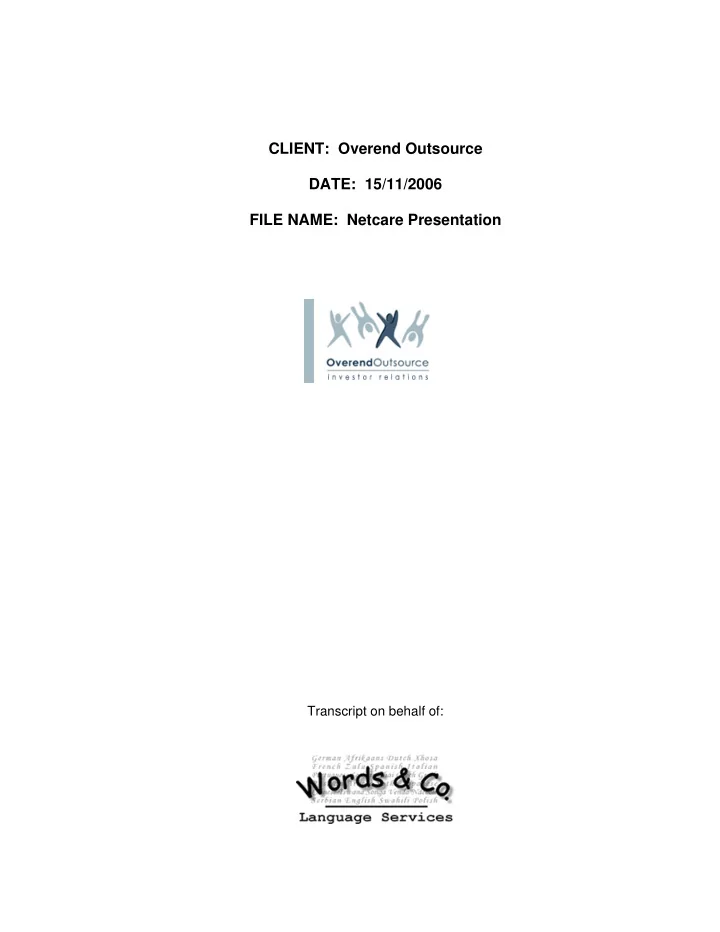 client overend outsource date 15 11 2006 file name