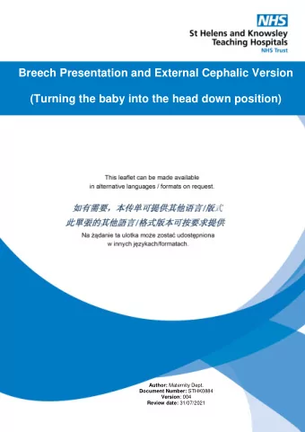 Author: Maternity Dept. Document Number: STHK0884 Version : 004 Review date: 31/07/2021  Maternity