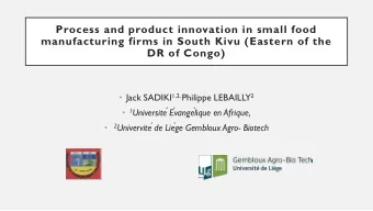 DR of Congo)  Jack SADIKI 1,2, Philippe LEBAILLY 2  1 Universite  E  vange  lique en