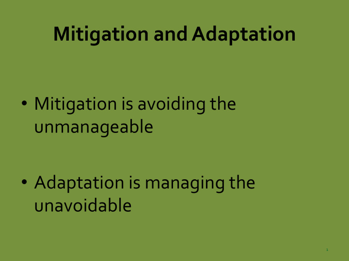 mitigation and adaptation