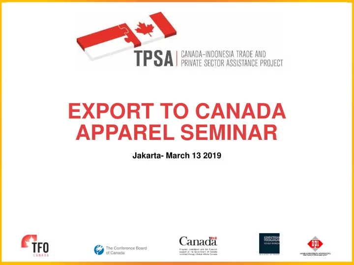 export to canada apparel seminar