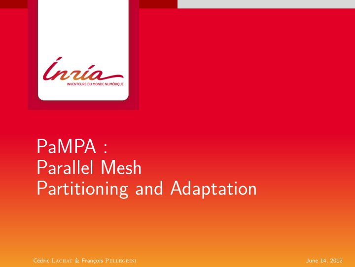pampa parallel mesh partitioning and adaptation