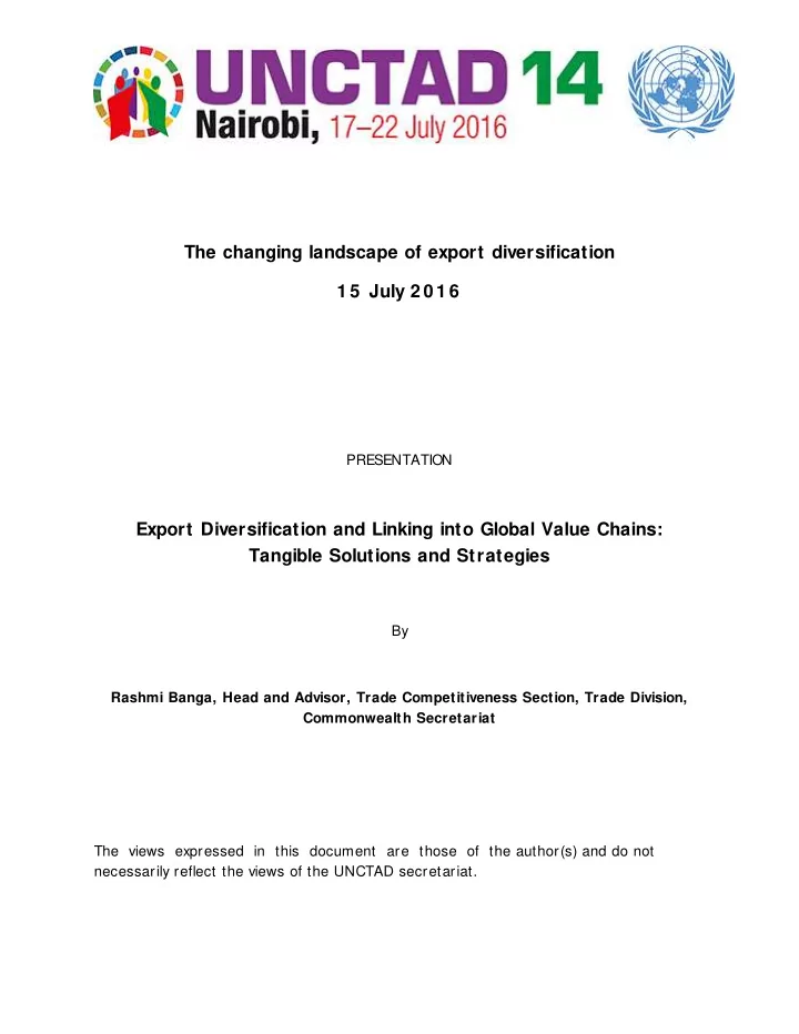 the changing landscape of export diversification 1 5 july