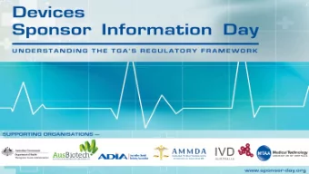 Lifecycle of a Medical Device / IVD Speaker   Sally Jennings  Chair, TARSC, IVD Australia