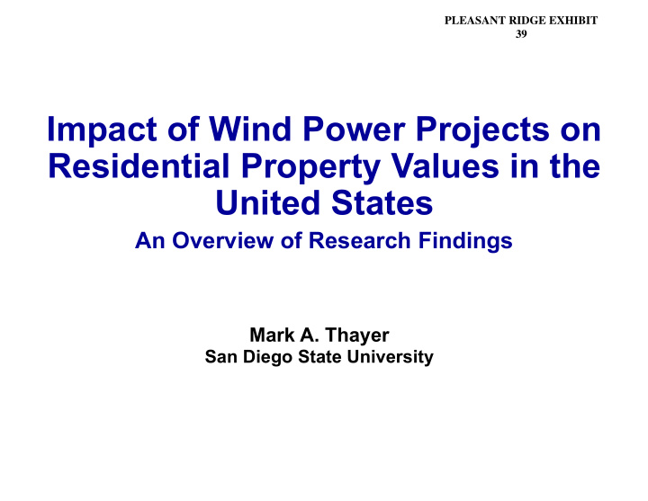 impact of wind power projects on residential property