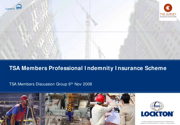 tsa members professional i ndemnity i nsurance scheme