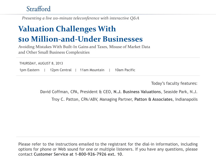 valuation challenges with 10 million and under businesses