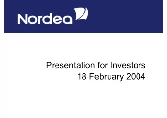 Presentation for Investors  18 February 2004  Contents  Press slides  Page 3  Financial