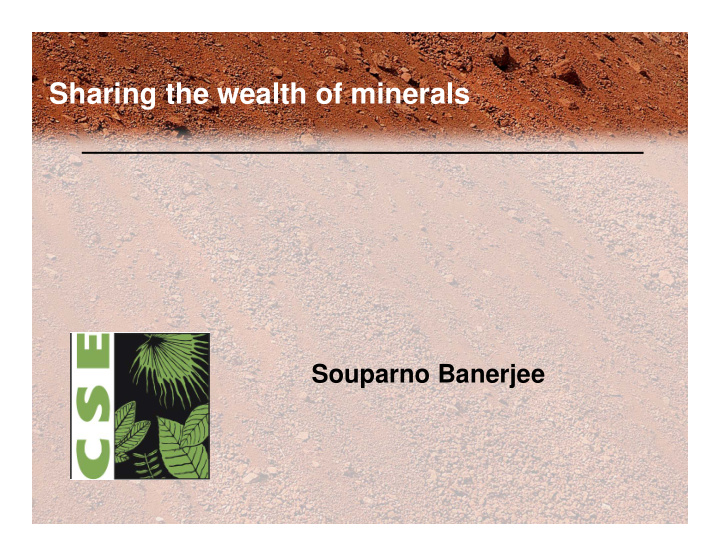 sharing the wealth of minerals sharing the wealth of