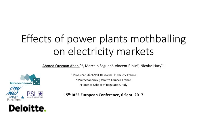 effects of power plants mothballing