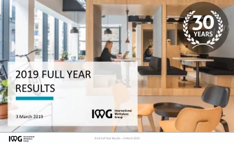 2019 FULL YEAR  RESULTS  3 March 2019 2019 Full Year Results  3 March 2019  1  Caution statement