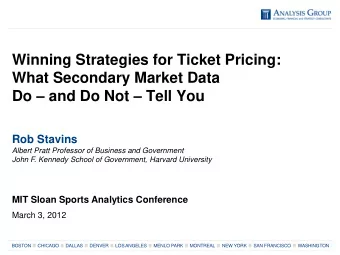 What Secondary Market Data Do  and Do Not  Tell You  Rob Stavins  Albert Pratt Professor of