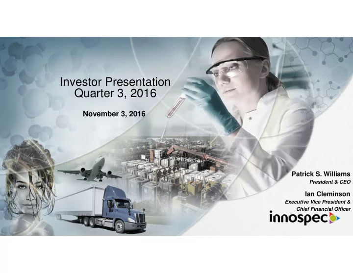 investor presentation quarter 3 2016