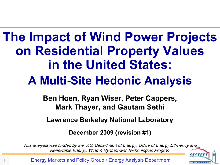 the impact of wind power projects on residential property