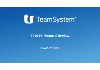 2019 FY Financial Review April 10 th 2020  1  Disclaimer  This presentation has been prepared by