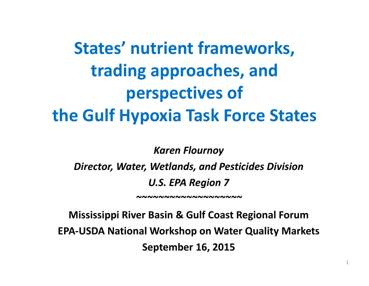states nutrient frameworks trading approaches and