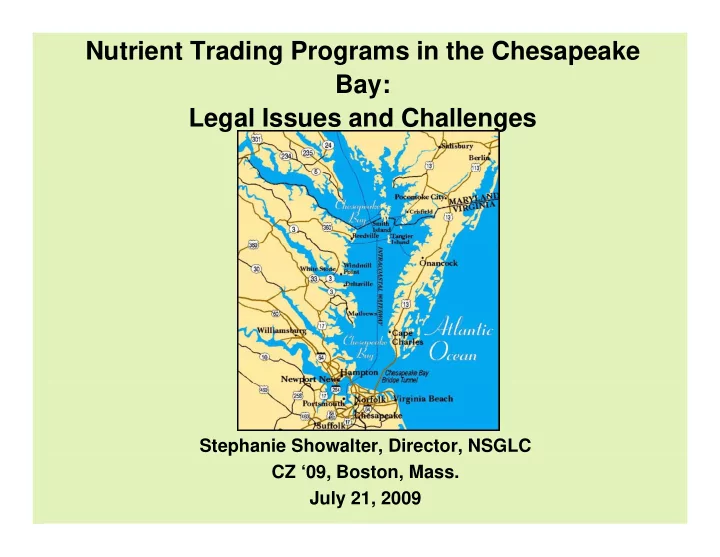 nutrient trading programs in the chesapeake bay legal