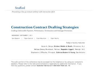 Construction Contract Drafting Strategies Crafting Enforceable Payment, Performance, Termination