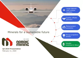 Minerals for a sustainable future  Strong competitive  position  OAX: NOM  Valuable  investment in