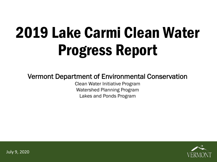 2019 lake carmi clean water progress report