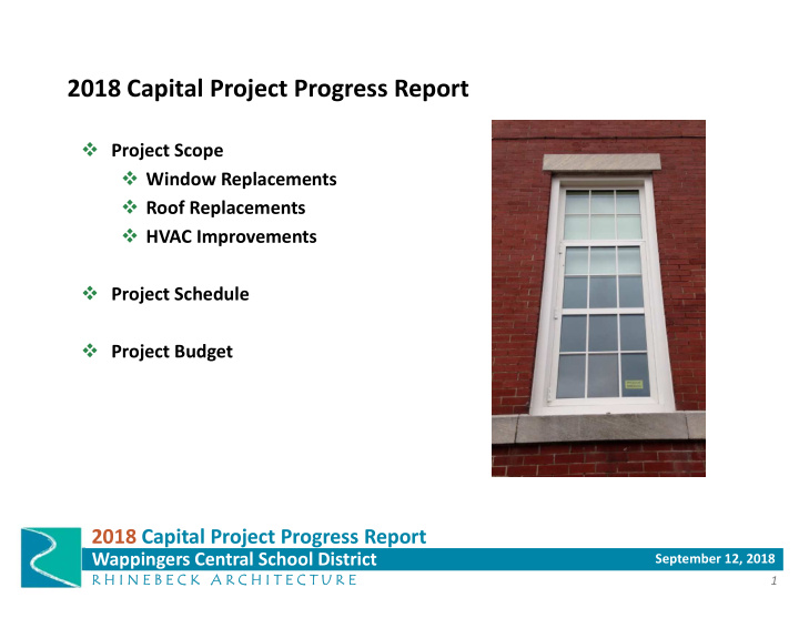2018 capital project progress report