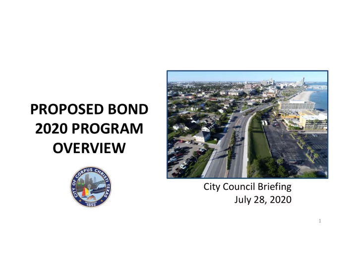 proposed bond 2020 program overview