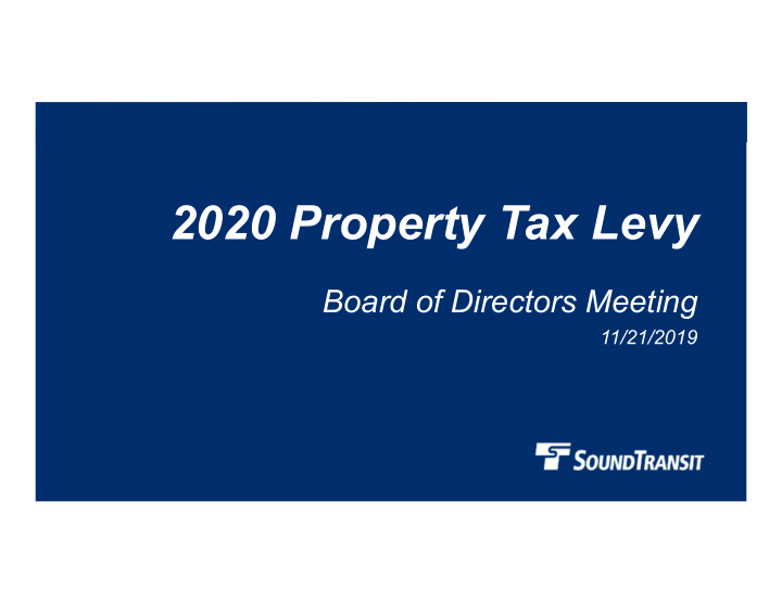 2020 property tax levy