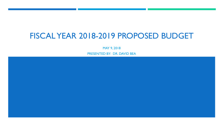 fiscal year 2018 2019 proposed budget