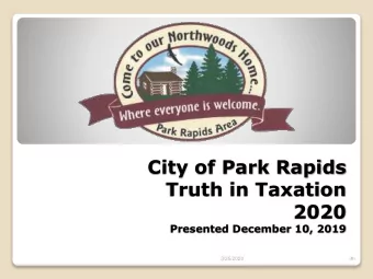 City of Park Rapids  Truth in Taxation  2020  Presented December 10, 2019  #  3/25/2020