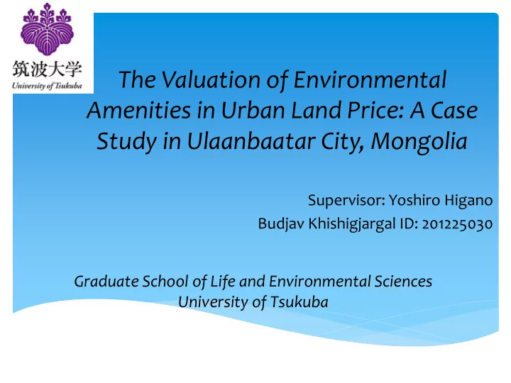 the valuation of environmental