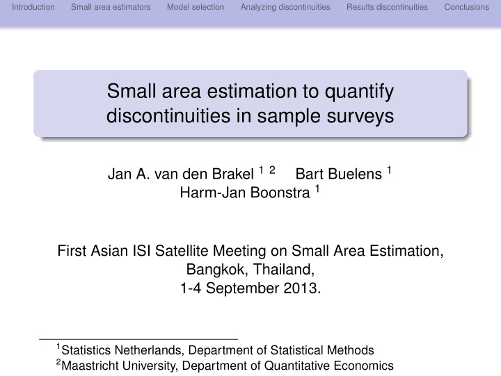 small area estimation to quantify discontinuities in