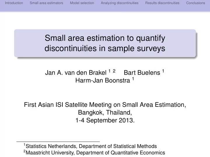 small area estimation to quantify discontinuities in