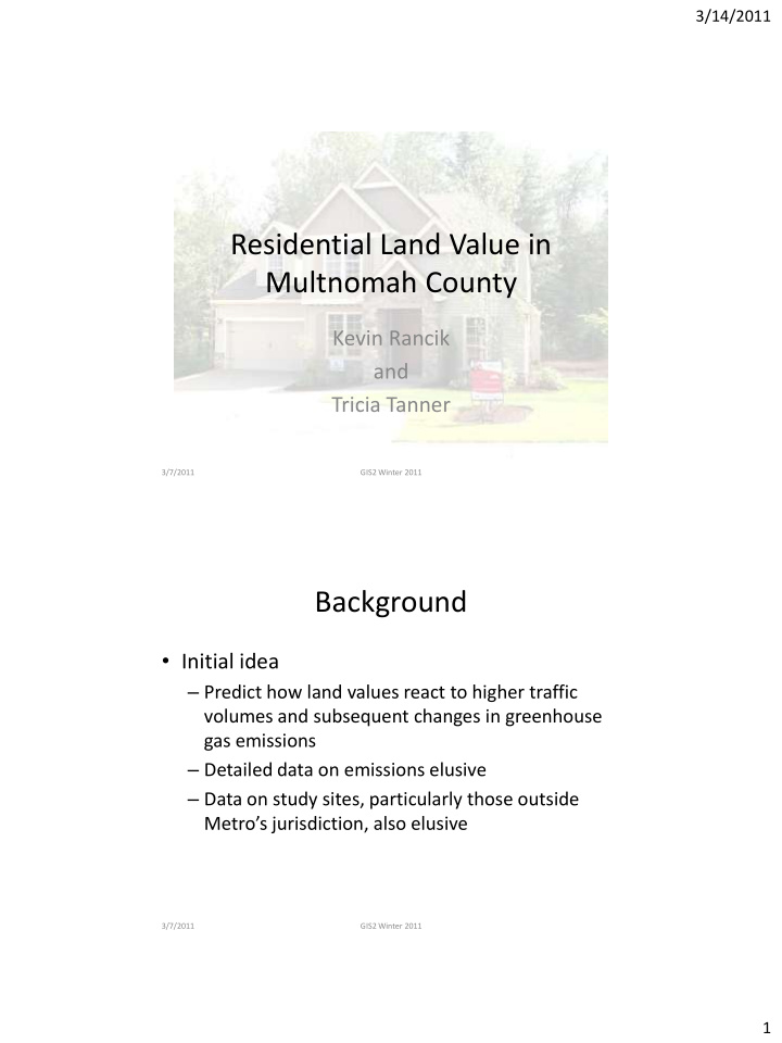 residential land value in multnomah county