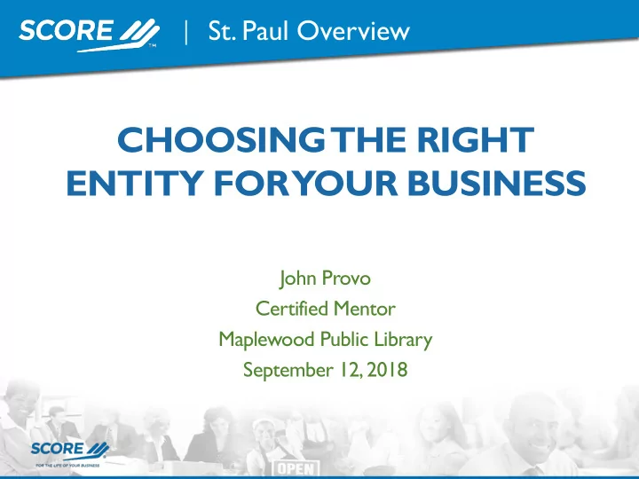 choosing the right entity for your business