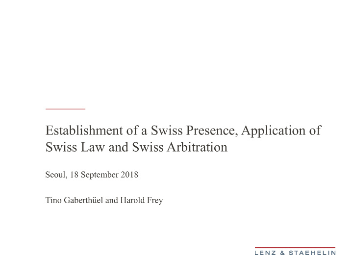swiss law and swiss arbitration