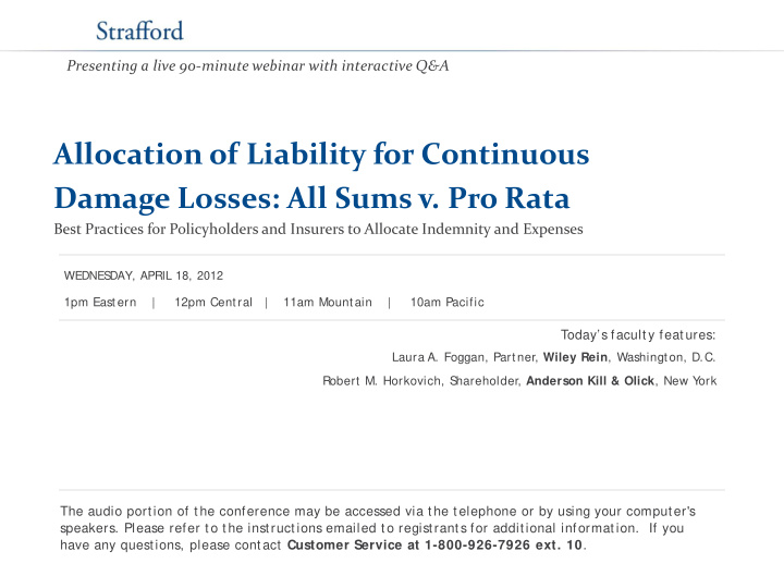 allocation of liability for continuous damage losses all