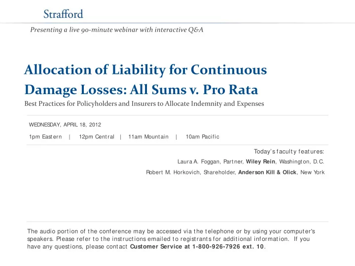allocation of liability for continuous damage losses all