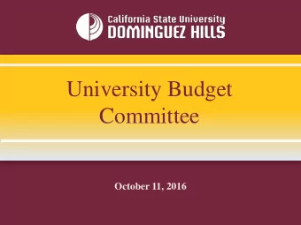 University Budget  Committee  October 11, 2016  Meeting Agenda  I.  Welcome &amp; Introductions