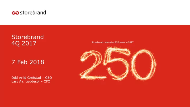 storebrand 4q 2017