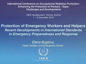 Protection of Emergency Workers and Helpers  Recent Developments in International Standards in