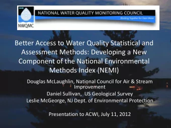 Better Access to Water Quality Statistical and  Assessment Methods: Developing a New  Component of