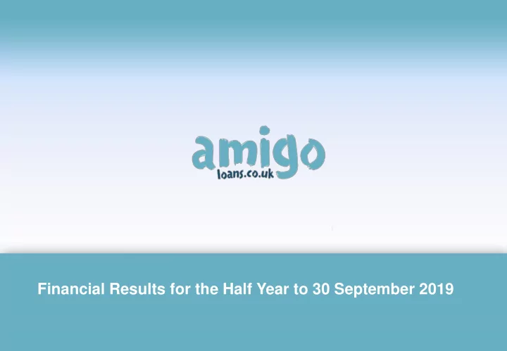 financial results for the half year to 30 september 2019