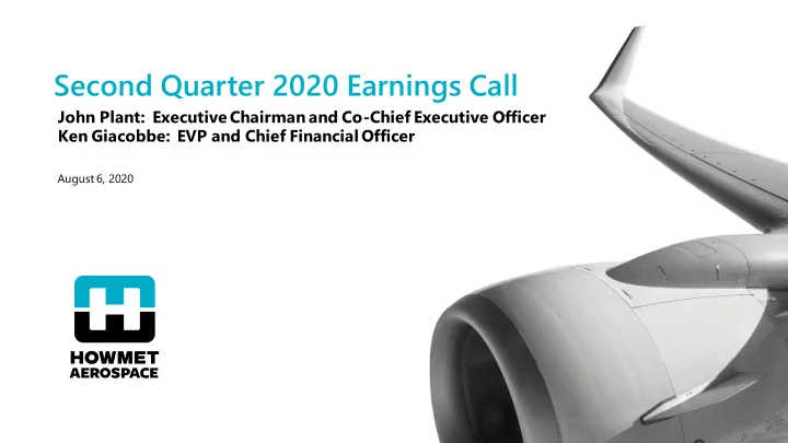 second quarter 2020 earnings call