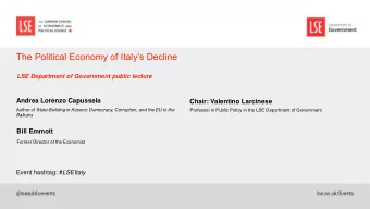 The Political Economy of Italys Decline  LSE Department of Government public lecture  Andrea
