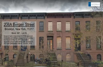 206A Bergen Street  Brooklyn, New York, 11217  Block: 387    Lot:15  Scope of work: Amendment for