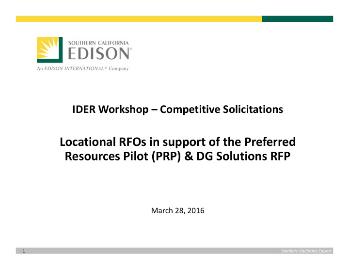 locational rfos in support of the preferred resources