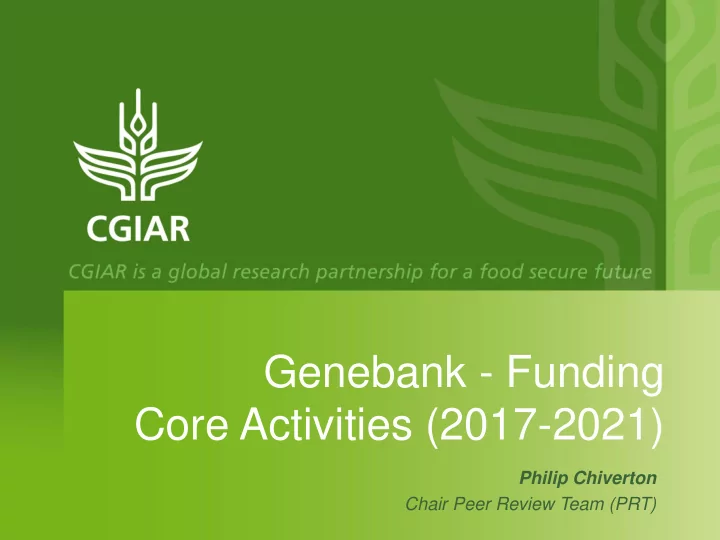 genebank funding
