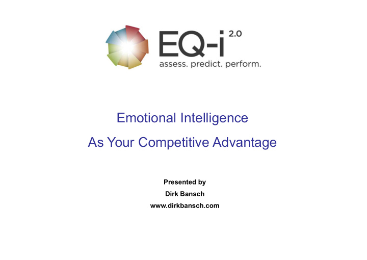 emotional intelligence as your competitive advantage